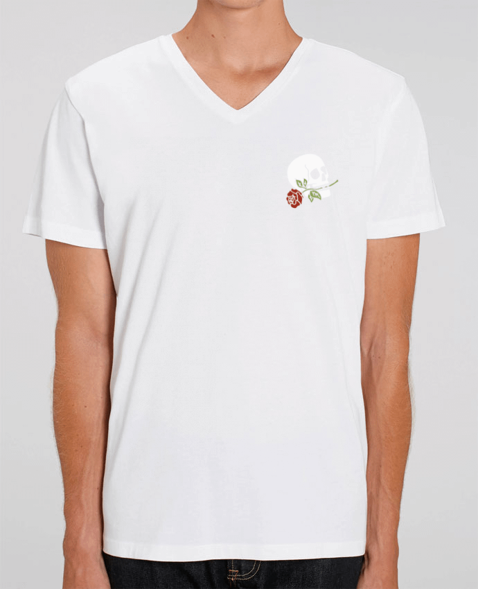 Men V-Neck T-shirt Stanley Presenter Skull flower by Ruuud