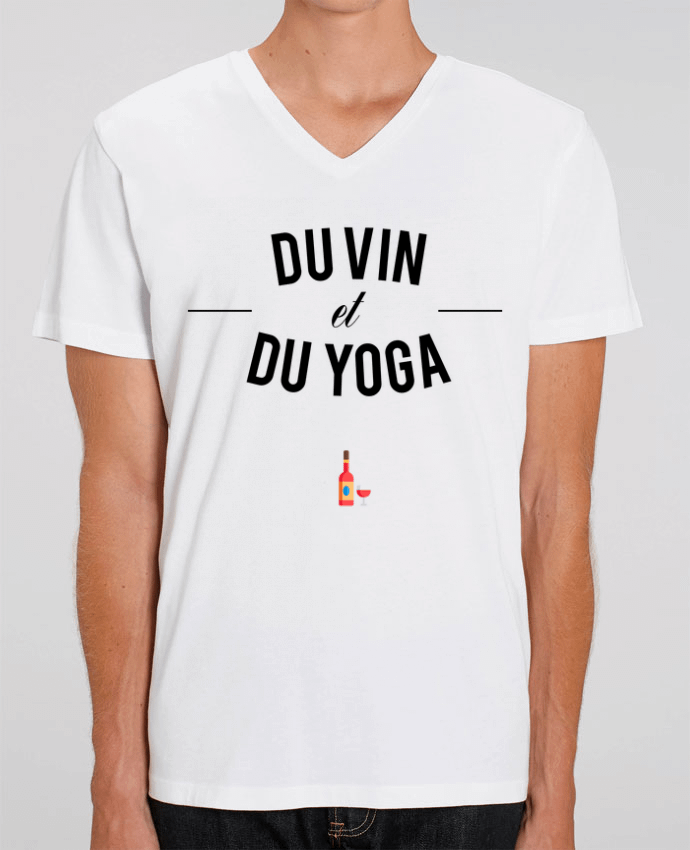 Tee Shirt Homme Col V Stanley PRESENTER Du Vin et du Yoga by tunetoo