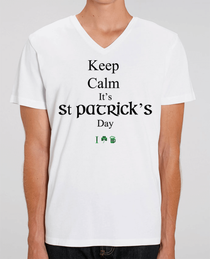 Tee Shirt Homme Col V Stanley PRESENTER Keep calm it's St Patrick's Day by tunetoo