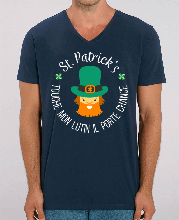 Men V-Neck T-shirt Stanley Presenter Saint Patrick, Touche mon lutin il porte chance by tunetoo
