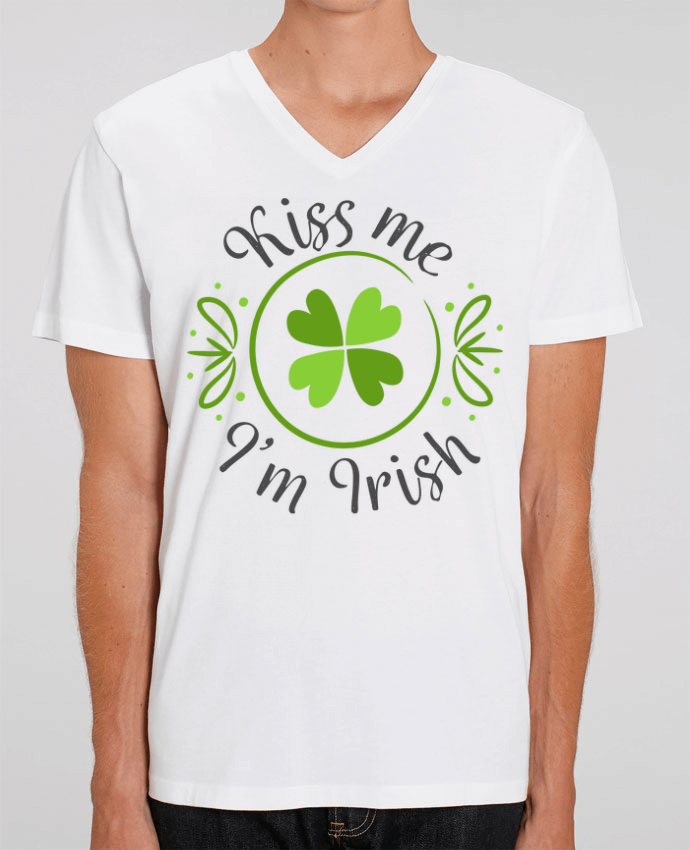 Tee Shirt Homme Col V Stanley PRESENTER Kiss me I'm Irish by tunetoo