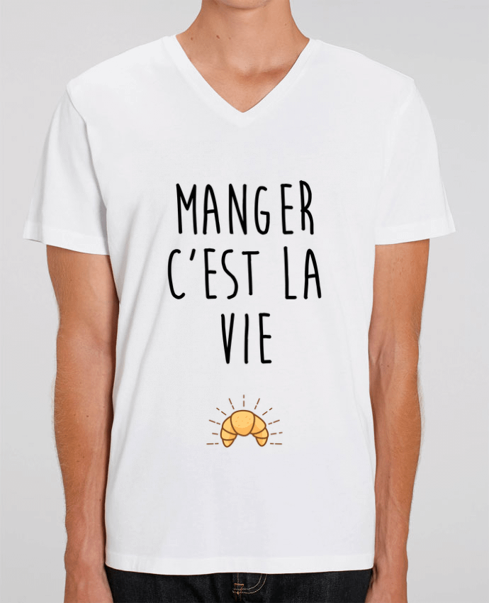 Men V-Neck T-shirt Stanley Presenter Manger c'est la vie by tunetoo