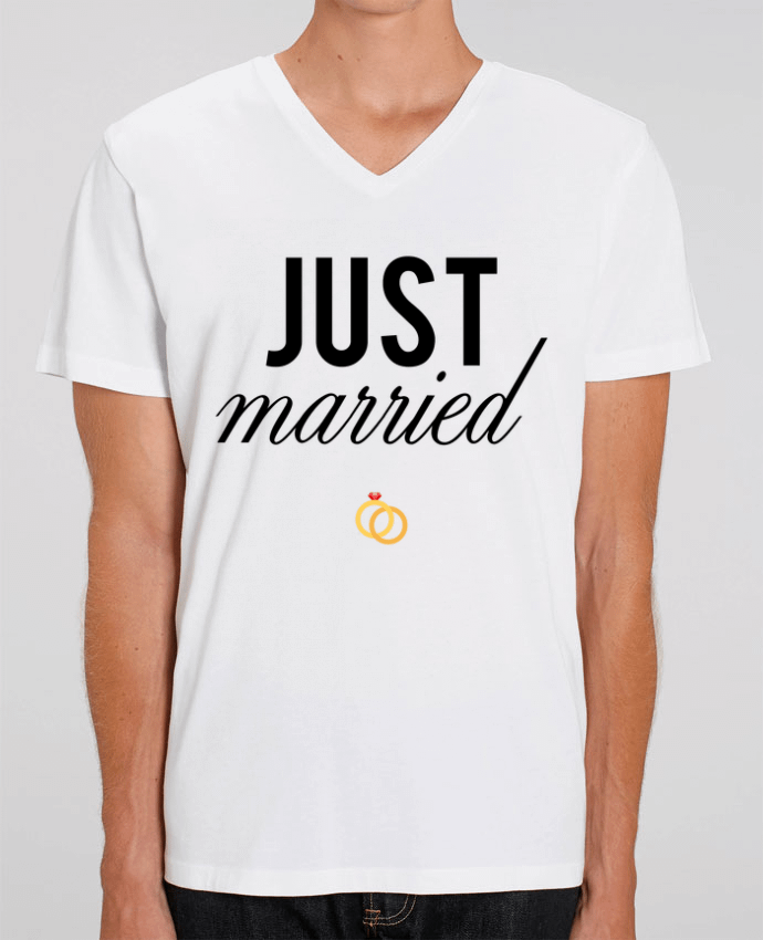 Men V-Neck T-shirt Stanley Presenter Just married by tunetoo