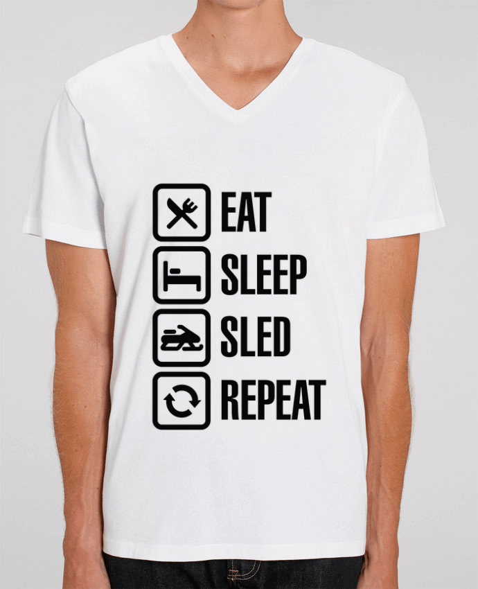 Camiseta Hombre Cuello V Stanley PRESENTER Eat, sleep, sled, repeat por LaundryFactory