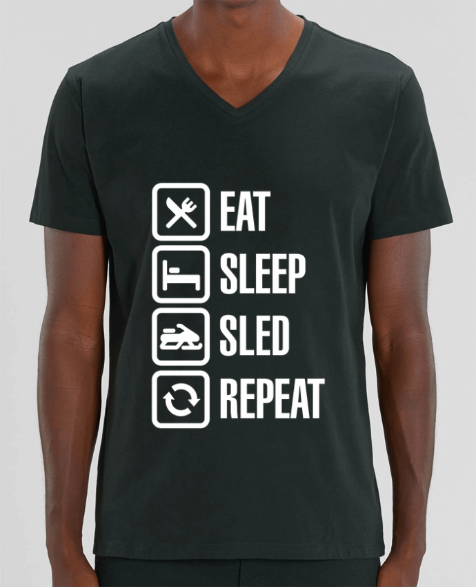 Men V-Neck T-shirt Stanley Presenter Eat, sleep, sled, repeat by LaundryFactory