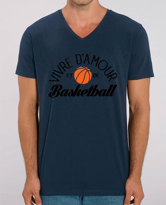 Men V-Neck T-shirt Stanley Presenter Vivre d'Amour et de Basketball by Freeyourshirt.com