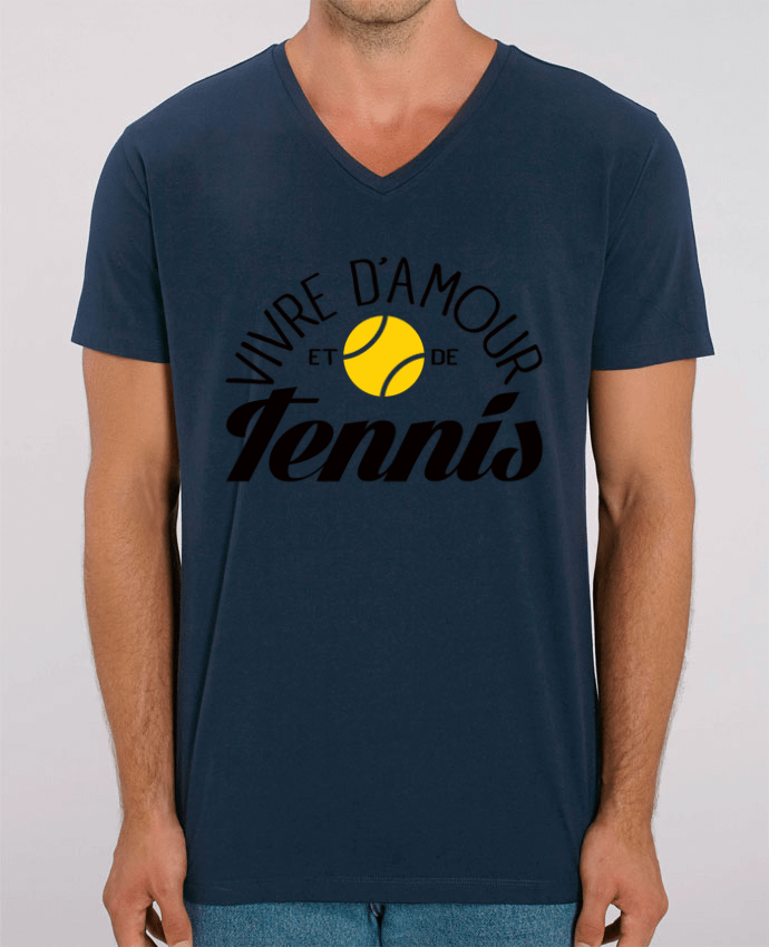 Tee Shirt Homme Col V Stanley PRESENTER Vivre d'Amour et de Tennis by Freeyourshirt.com