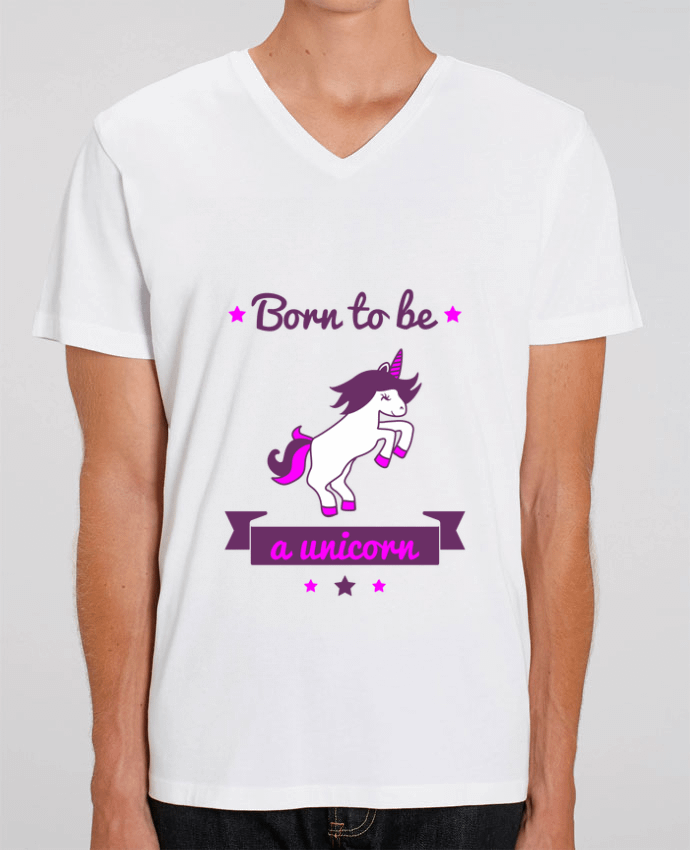 Men V-Neck T-shirt Stanley Presenter Born to be a unicorn by Benichan