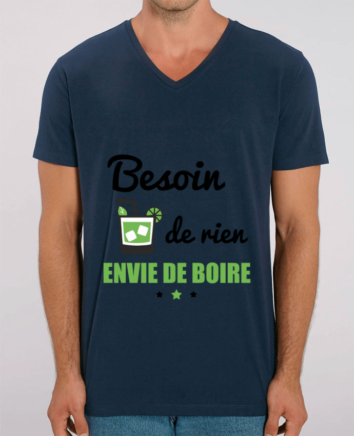 Men V-Neck T-shirt Stanley Presenter Besoin de rien, envie de boire by Benichan