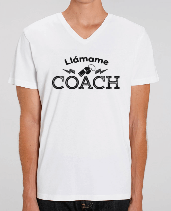 Men V-Neck T-shirt Stanley Presenter Llámame Coach by tunetoo