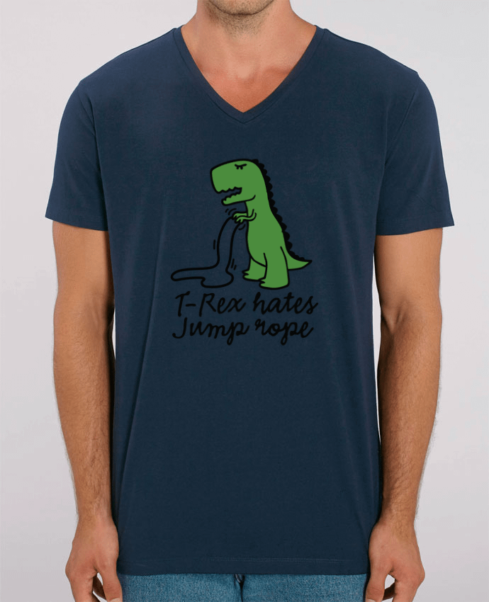 Men V-Neck T-shirt Stanley Presenter TREX HATES JUMP ROPE by LaundryFactory