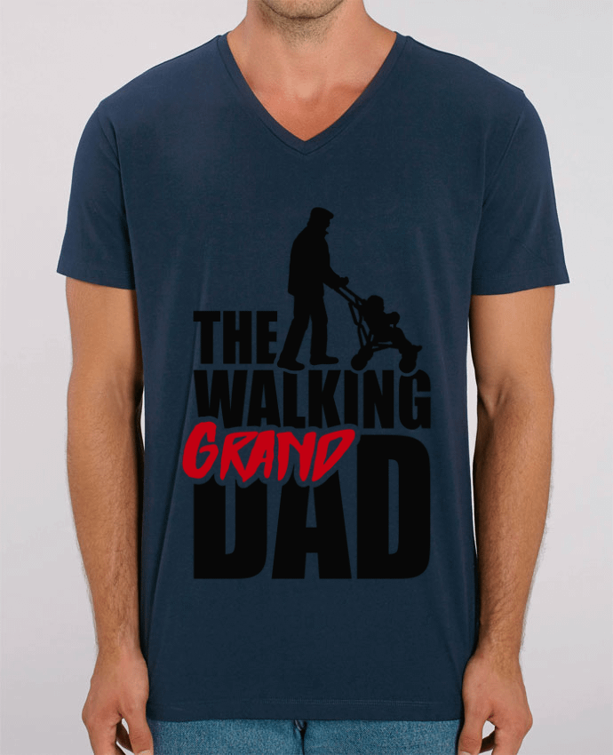 Tee Shirt Homme Col V Stanley PRESENTER WALKING GRAND DAD Black by LaundryFactory