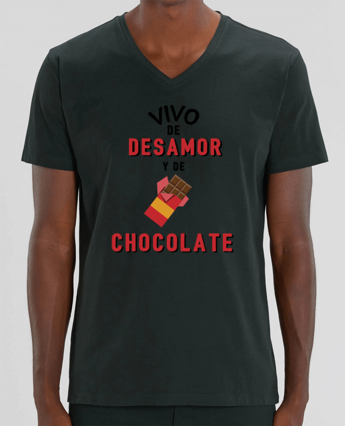 Tee Shirt Homme Col V Stanley PRESENTER Vivo de desamor y de chocolate by tunetoo