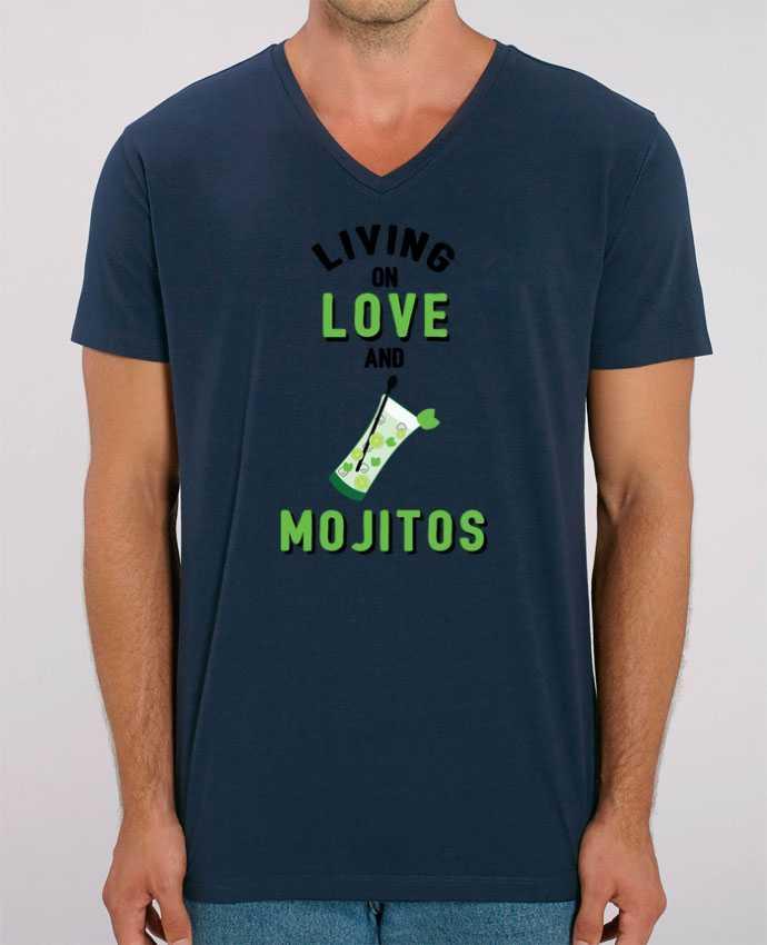 Men V-Neck T-shirt Stanley Presenter Living on love and mojitos by tunetoo