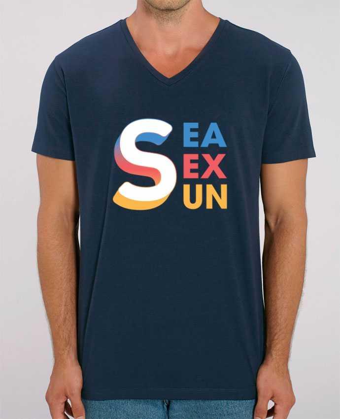 Tee Shirt Homme Col V Stanley PRESENTER Sea Sex Sun by tunetoo