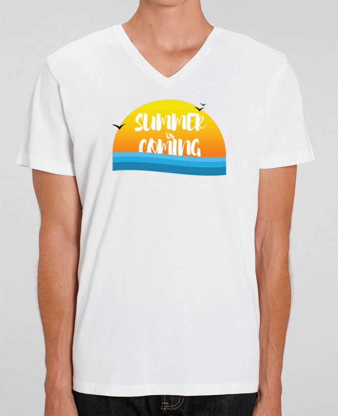 Tee Shirt Homme Col V Stanley PRESENTER Summer is coming by tunetoo