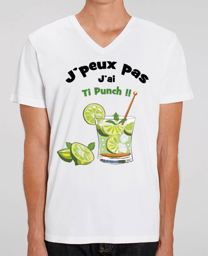 Men V-Neck T-shirt Stanley Presenter J'peux pas j'ai Ti punch by LarryZabim