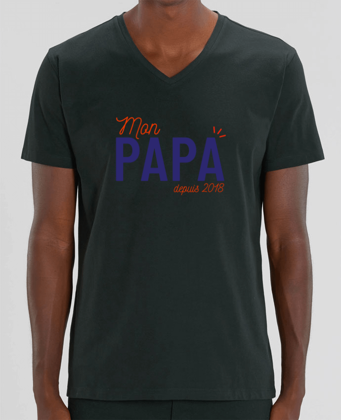 Men V-Neck T-shirt Stanley Presenter Mon papa depuis 2018 by arsen