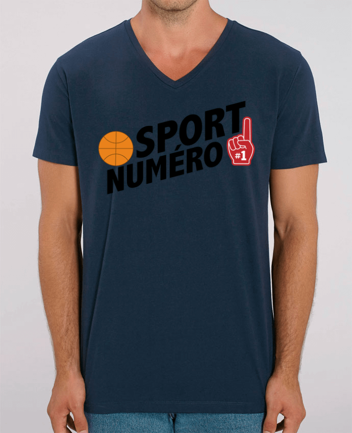 Men V-Neck T-shirt Stanley Presenter Sport numéro 1 Basket by tunetoo