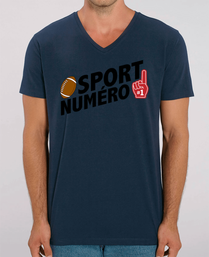 Men V-Neck T-shirt Stanley Presenter Sport numéro 1 Rugby by tunetoo
