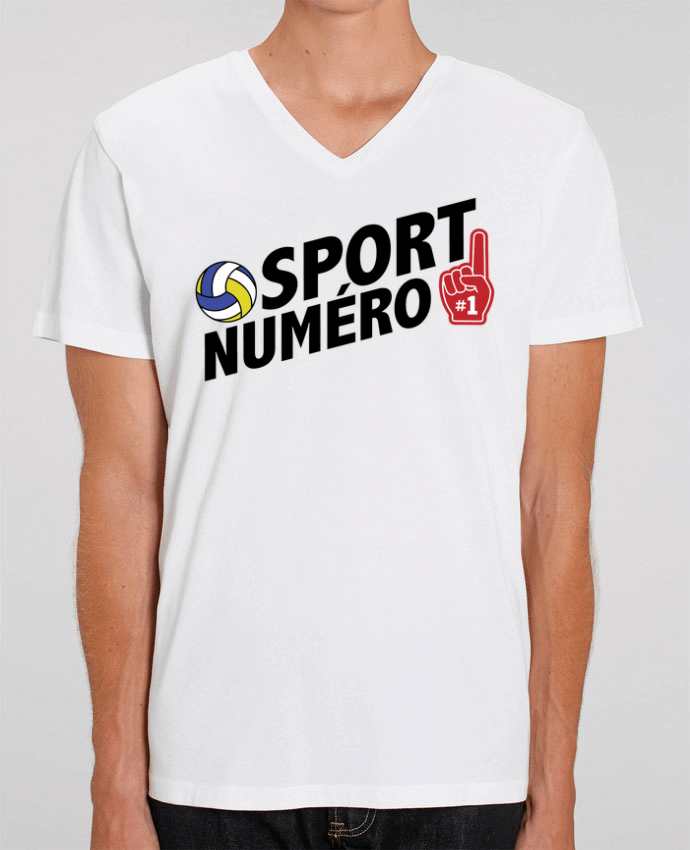 Men V-Neck T-shirt Stanley Presenter Sport numéro 1 Volley by tunetoo