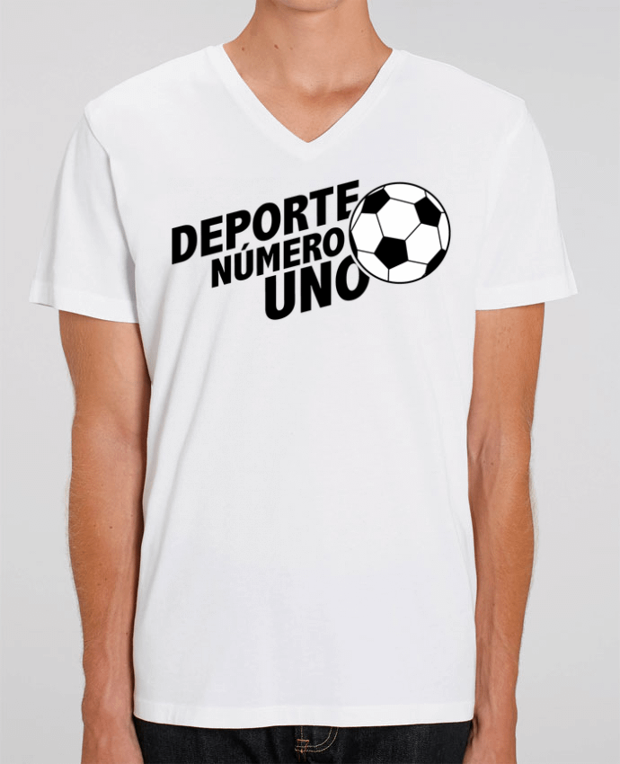 Men V-Neck T-shirt Stanley Presenter Deporte Número Uno Futbol by tunetoo