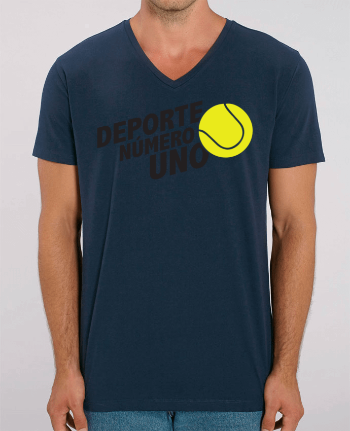 Men V-Neck T-shirt Stanley Presenter Deporte Número Uno Tennis by tunetoo