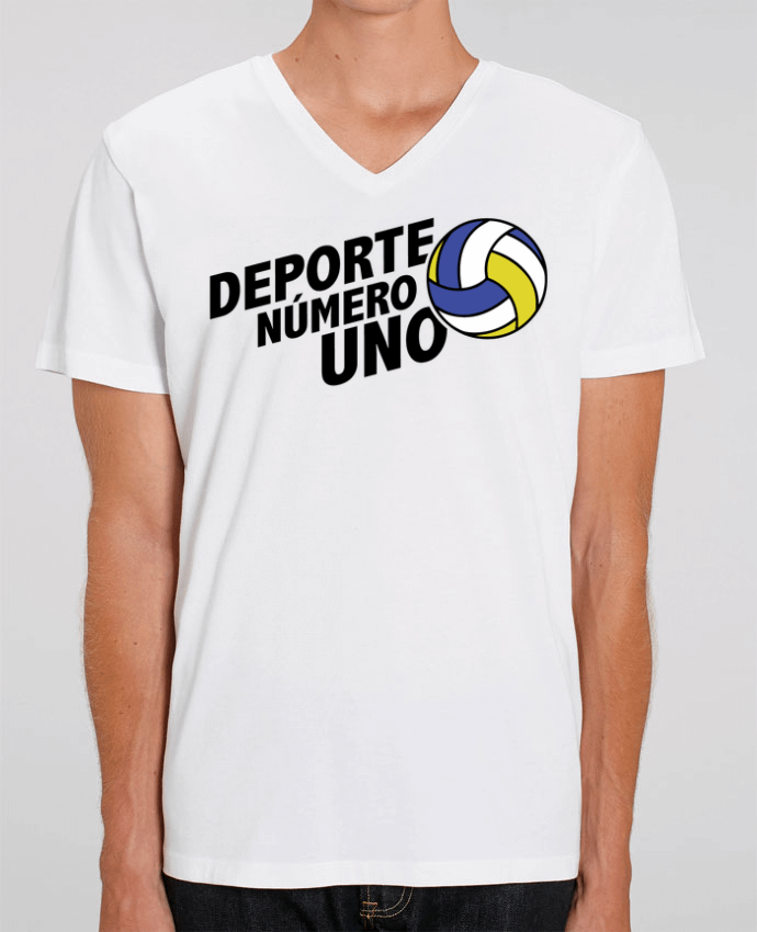 Men V-Neck T-shirt Stanley Presenter Deporte Número Uno Volleyball by tunetoo