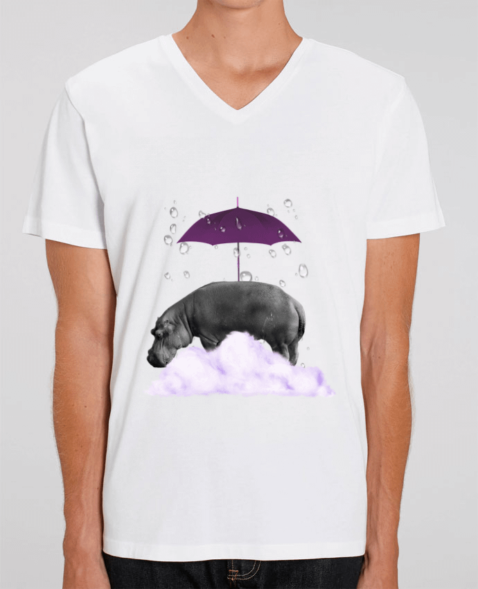 Men V-Neck T-shirt Stanley Presenter hippopotame by popysworld