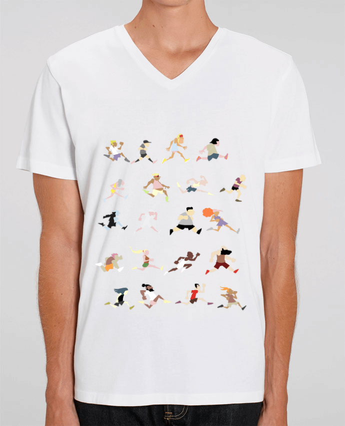 Men V-Neck T-shirt Stanley Presenter Runners ! by Tomi Ax - tomiax.fr