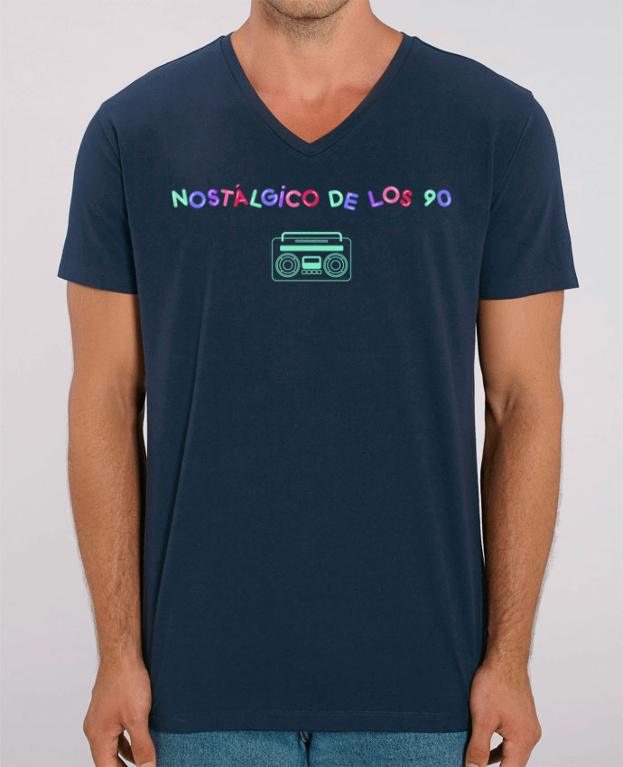 Men V-Neck T-shirt Stanley Presenter Nostálgico de los 90 Radio by tunetoo