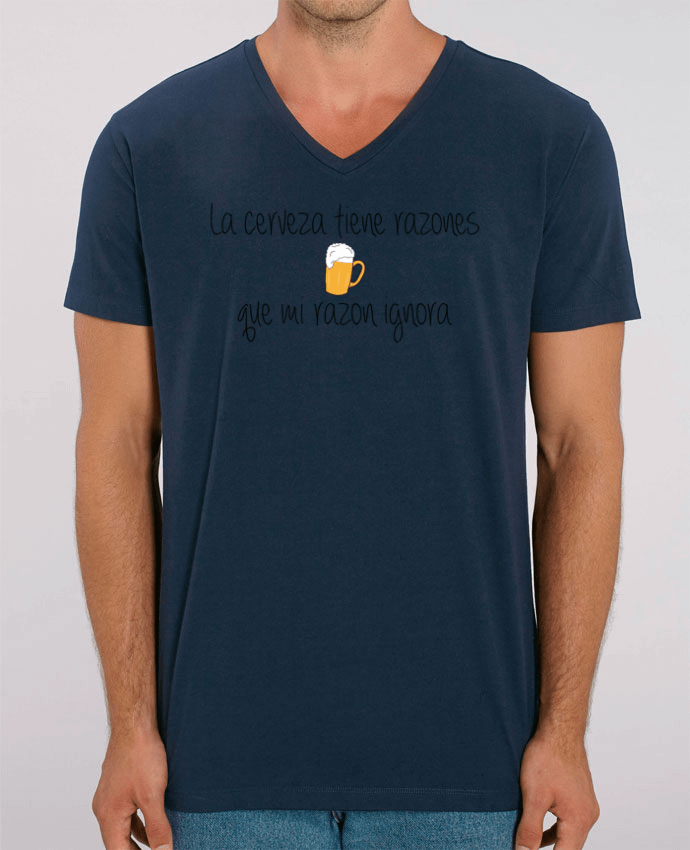 Men V-Neck T-shirt Stanley Presenter La cerveza tiene razones que mi razón ignora by tunetoo
