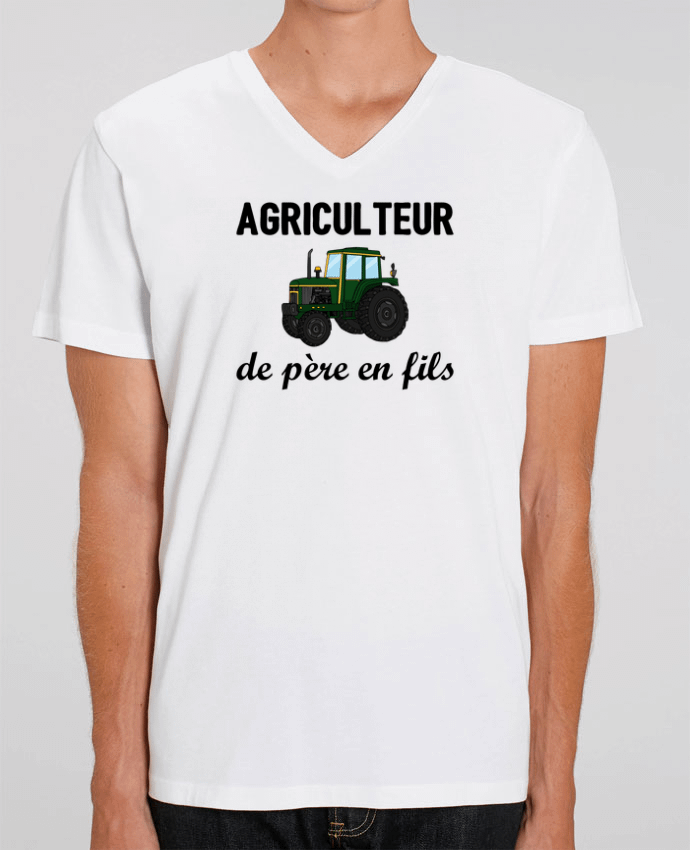 Men V-Neck T-shirt Stanley Presenter Agriculteur de père en fils by tunetoo
