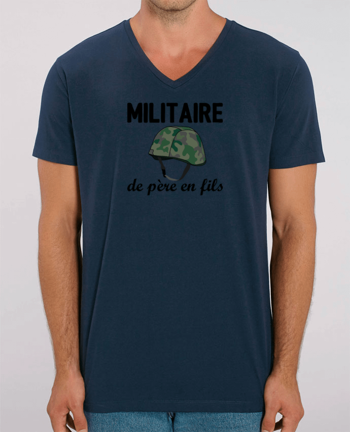 Tee Shirt Homme Col V Stanley PRESENTER Militaire de père en fils by tunetoo