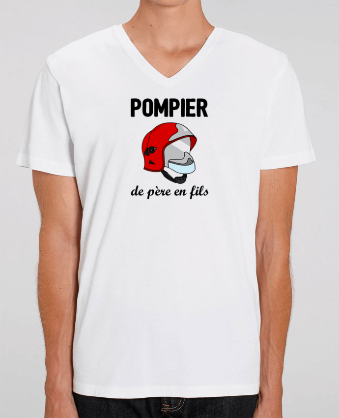 Men V-Neck T-shirt Stanley Presenter Pompier de père en fils by tunetoo