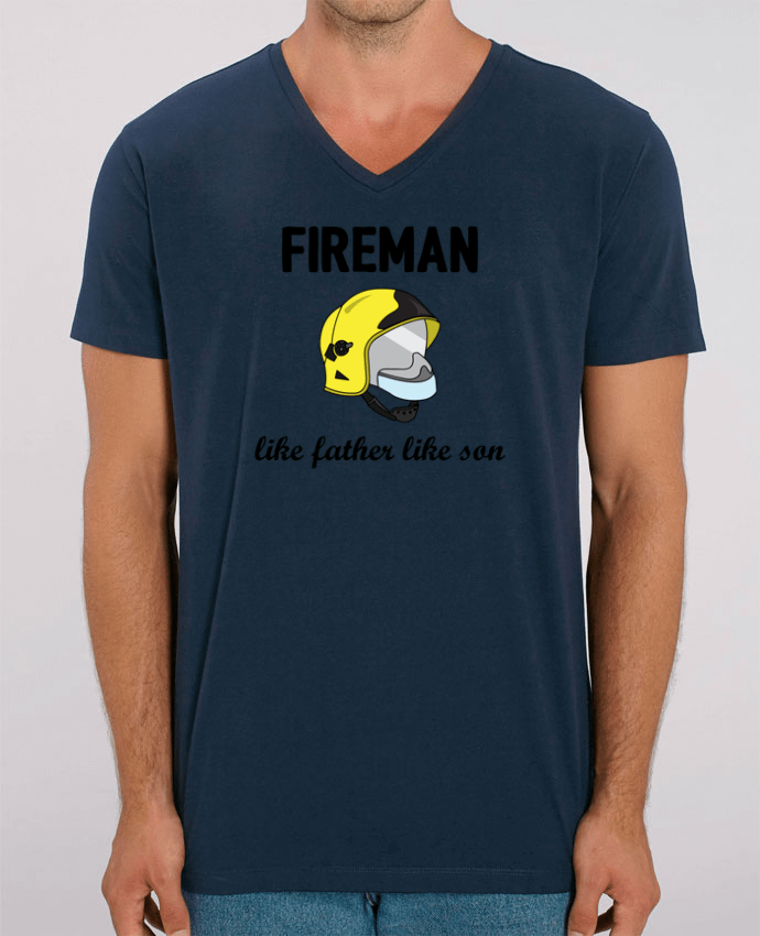 Men V-Neck T-shirt Stanley Presenter Fireman Like father like son by tunetoo
