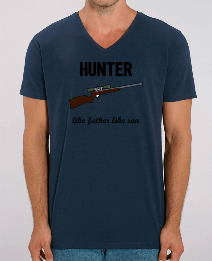 Men V-Neck T-shirt Stanley Presenter Hunter Like father like son by tunetoo