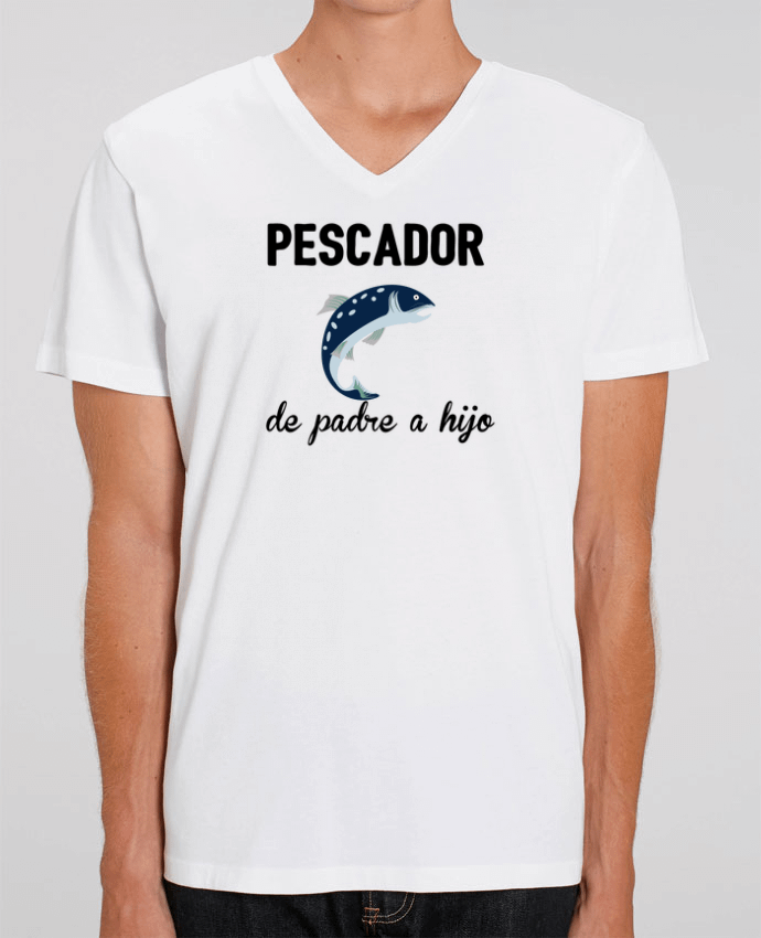 Camiseta Hombre Cuello V Stanley PRESENTER Pescador de padre a hijo por tunetoo