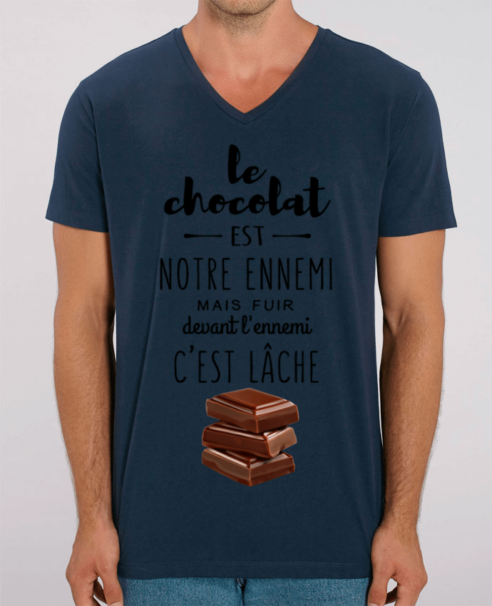 Tee Shirt Homme Col V Stanley PRESENTER chocolat by DesignMe