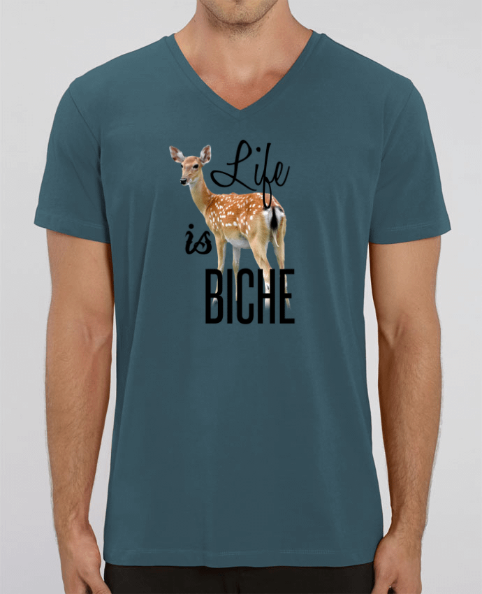 Men V-Neck T-shirt Stanley Presenter Life is a biche by tunetoo
