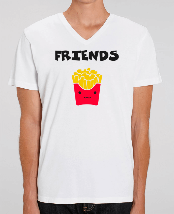 Men V-Neck T-shirt Stanley Presenter BEST FRIENDS FRIES by tunetoo