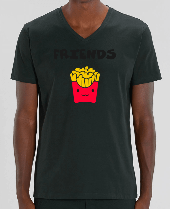 Tee Shirt Homme Col V Stanley PRESENTER BEST FRIENDS FRIES by tunetoo