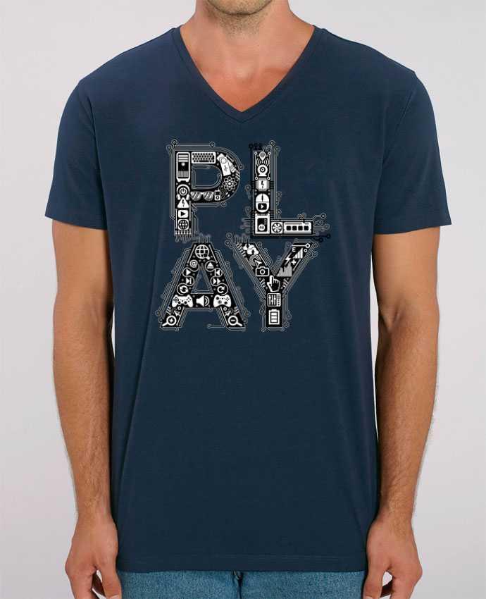 Men V-Neck T-shirt Stanley Presenter Play typo gamer by Original t-shirt