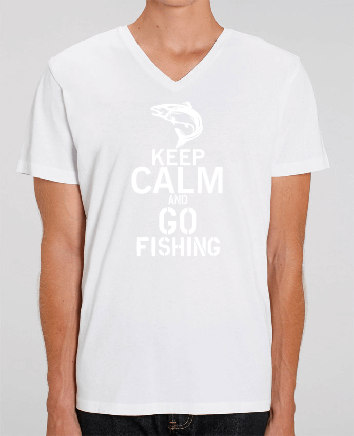 Men V-Neck T-shirt Stanley Presenter Keep calm fishing by Original t-shirt