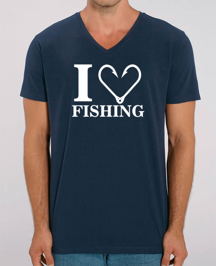 Men V-Neck T-shirt Stanley Presenter I love fishing by Original t-shirt