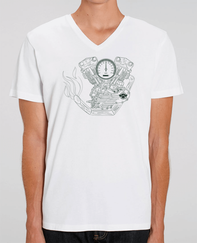 Tee Shirt Homme Col V Stanley PRESENTER Moto Engine by Original t-shirt