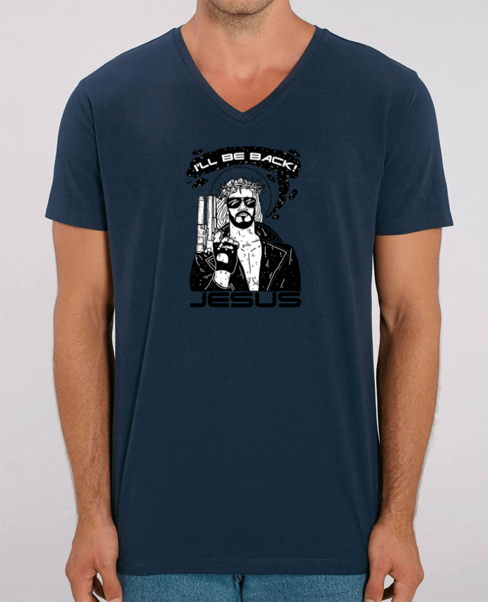 Men V-Neck T-shirt Stanley Presenter Terminator Jesus by Nick cocozza