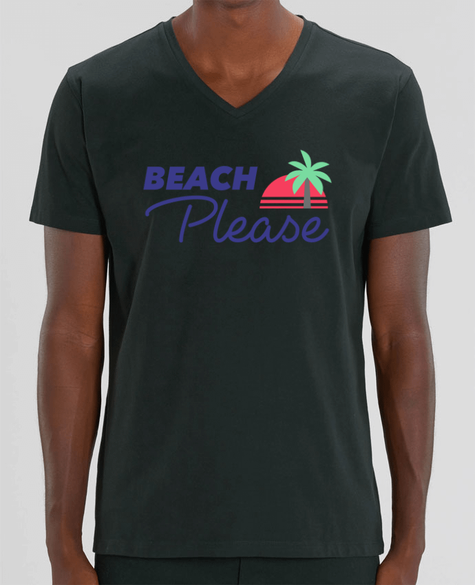 Men V-Neck T-shirt Stanley Presenter Beach please by Ruuud