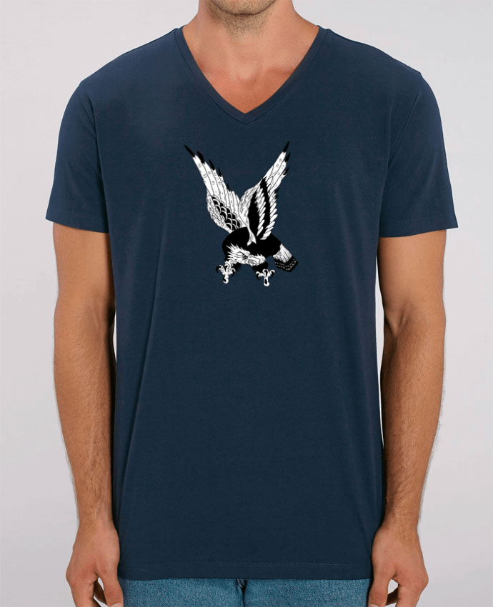 Tee Shirt Homme Col V Stanley PRESENTER Eagle Art by Nick cocozza