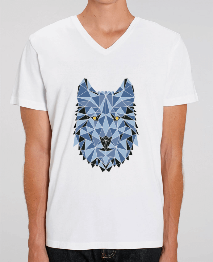 Men V-Neck T-shirt Stanley Presenter wolf - geometry 3 by /wait-design